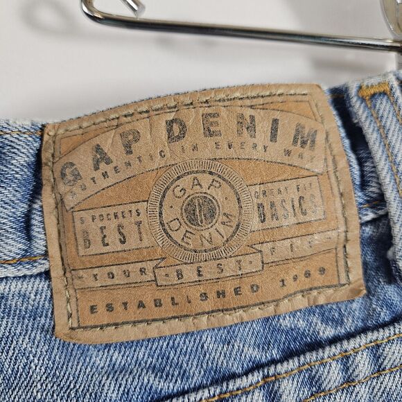 Y2K Gap Mom Jeans Blue Denim High Rise Reverse Fit Womens 12 Long 28x34 - Picture 7 of 8